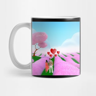 Valentine Wall Art - Fantasy candyfloss date - Unique Valentine Fantasy Planet Landsape - Photo print, canvas, artboard print, Canvas Print and T shirt Mug